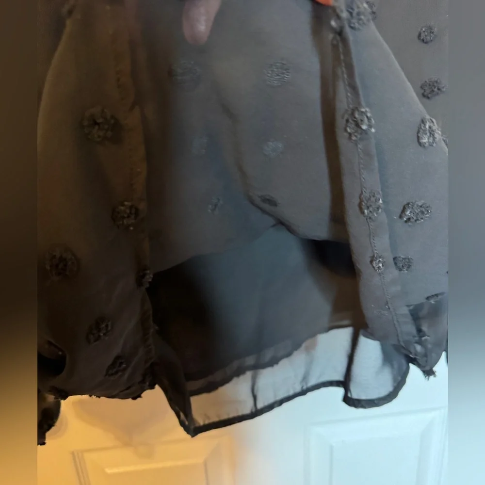 Entro Black Sheer Ruffled Blouse Size L - Picture 7 of 12